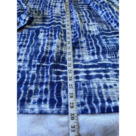 C. D. DANIELS Top 2X Casual Blue Stretch Roll Tab Abstract Striped Button - Picture 14 of 16